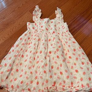 Jolie White Dress with Pink Strawberry Print